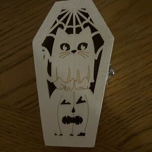 Cat & Jack-o-Lantern Light Up Coffin Halloween Decoration